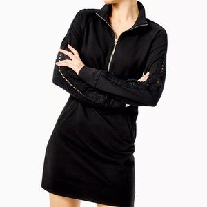 Lilly Pulitzer Skipper Solid Popover Crochet Sleeve Women Medium Shift Dress